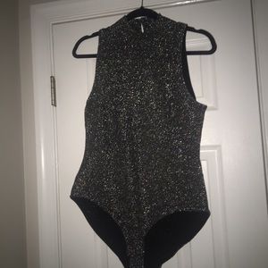 H&M Gray/Black Glittery Bodysuit (NWOT)